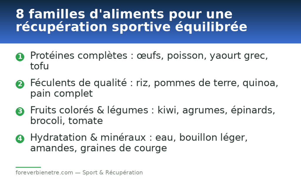 8 familles d'aliments pour une récupération sportive équilibrée