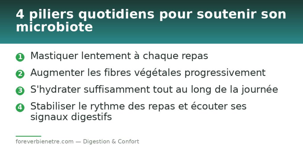 4 piliers quotidiens pour soutenir son microbiote