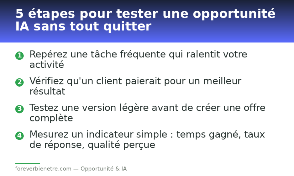 5 étapes pour tester une opportunité IA sans tout quitter