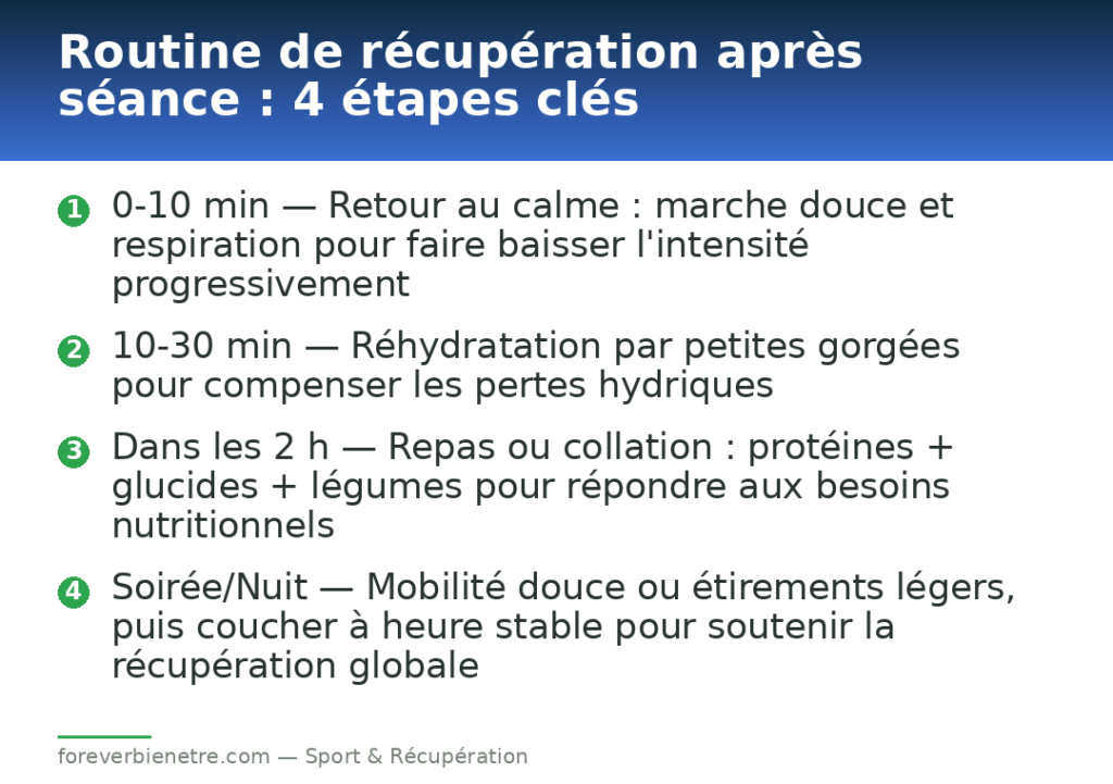 Routine de récupération après séance : 4 étapes clés