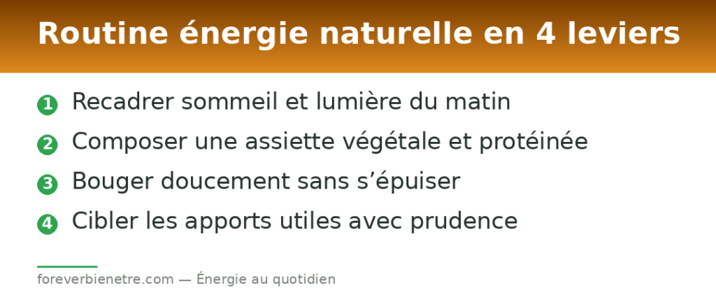 Routine énergie naturelle en 4 leviers