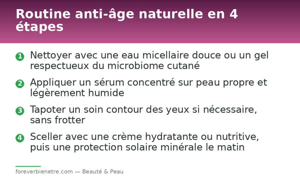 Routine anti-âge naturelle en 4 étapes