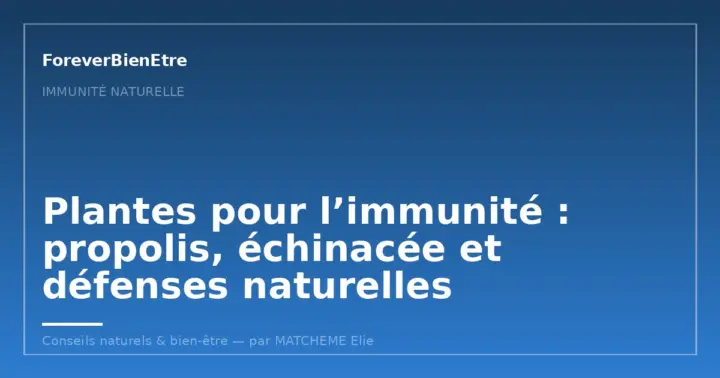 Plantes pour l’immunité : propolis, échinacée et défenses naturelles